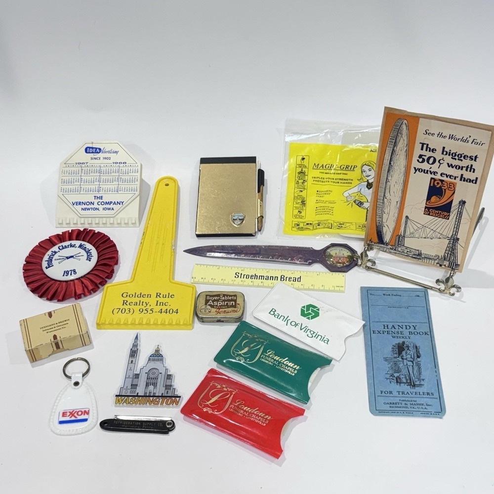 Vintage Advertising Ephemera Lot in Black Keepsake Box DMV Area Businesses